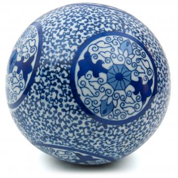 6" Decorative Porcelain Ball - Blue Medallions