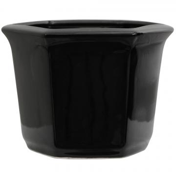 10" Solid Black Porcelain Flower Pot