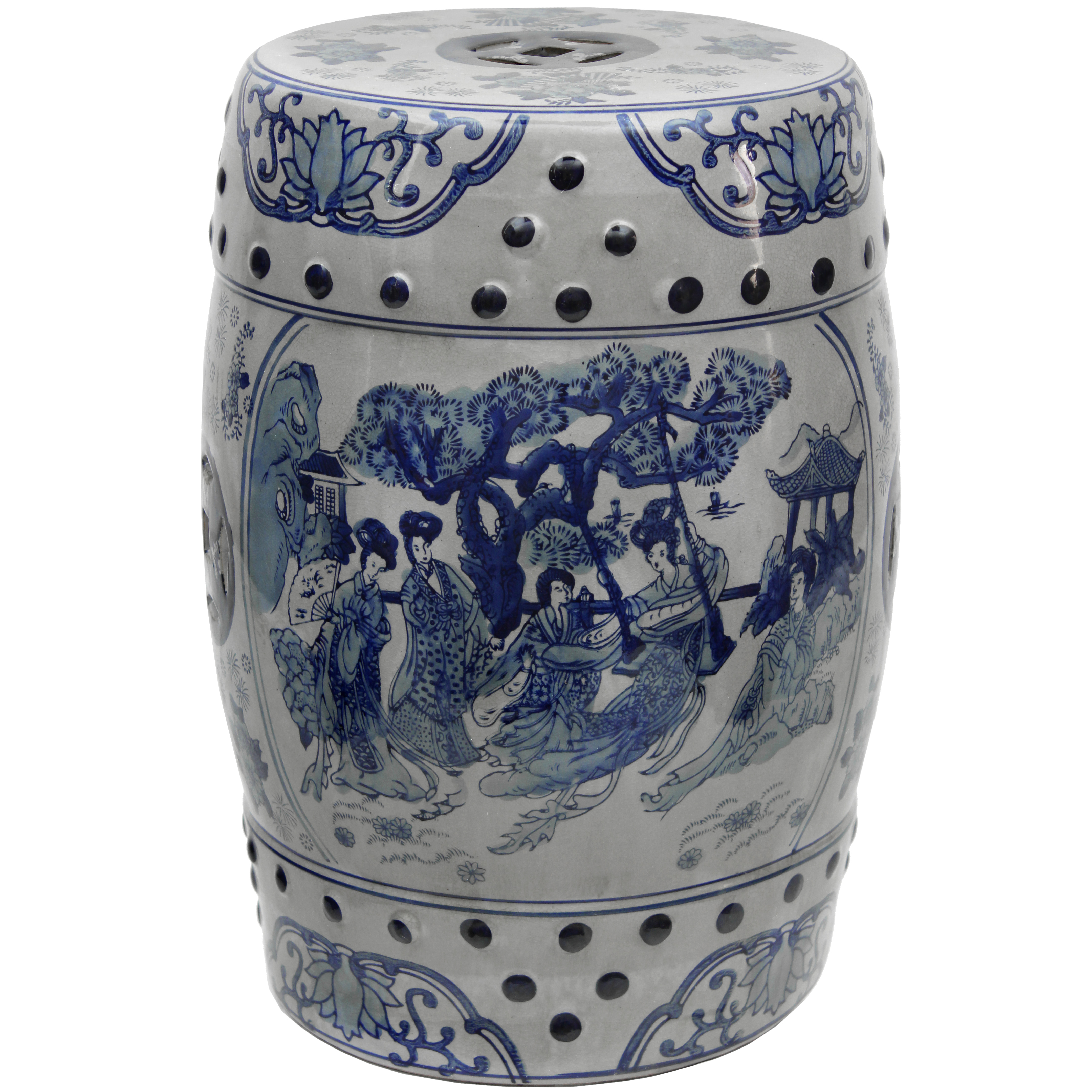 Buy 18" Ladies Blue & White Porcelain Garden Stool Online (BW-GARDEN1