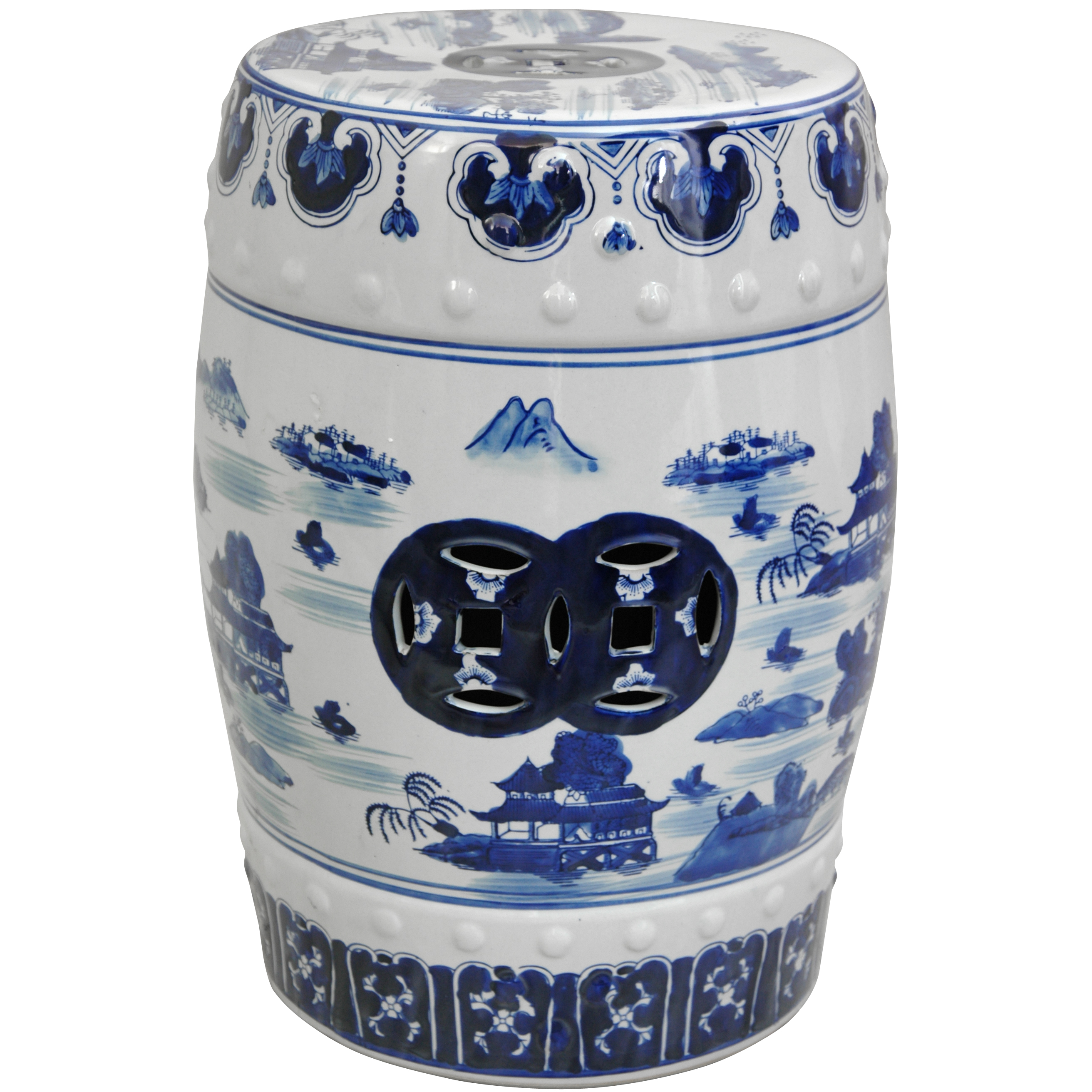 Buy 18 Landscape Blue White Porcelain Garden Stool Online Bw Garden1 Bwls Satisfaction Guaranteed