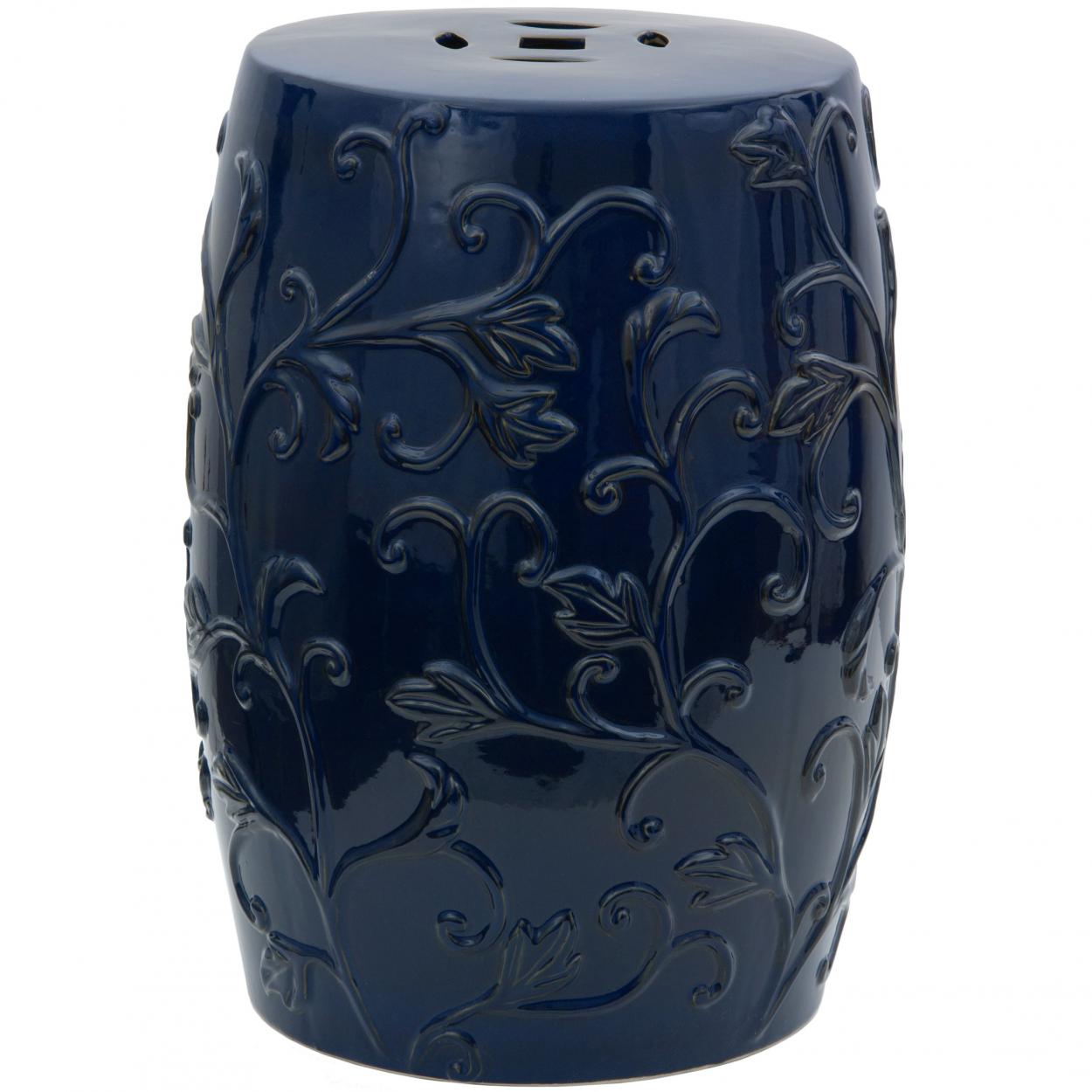 Navy blue ceramic garden stool discount