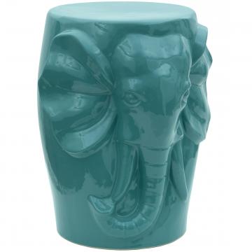 18" Carved Elephant Porcelain Garden Stool
