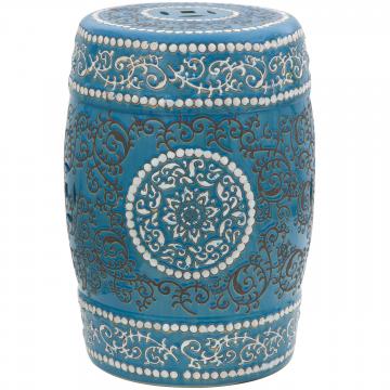 18" Blue Medallion Porcelain Garden Stool