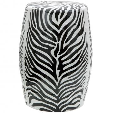 18" Zebra Leaf Porcelain Garden Stool
