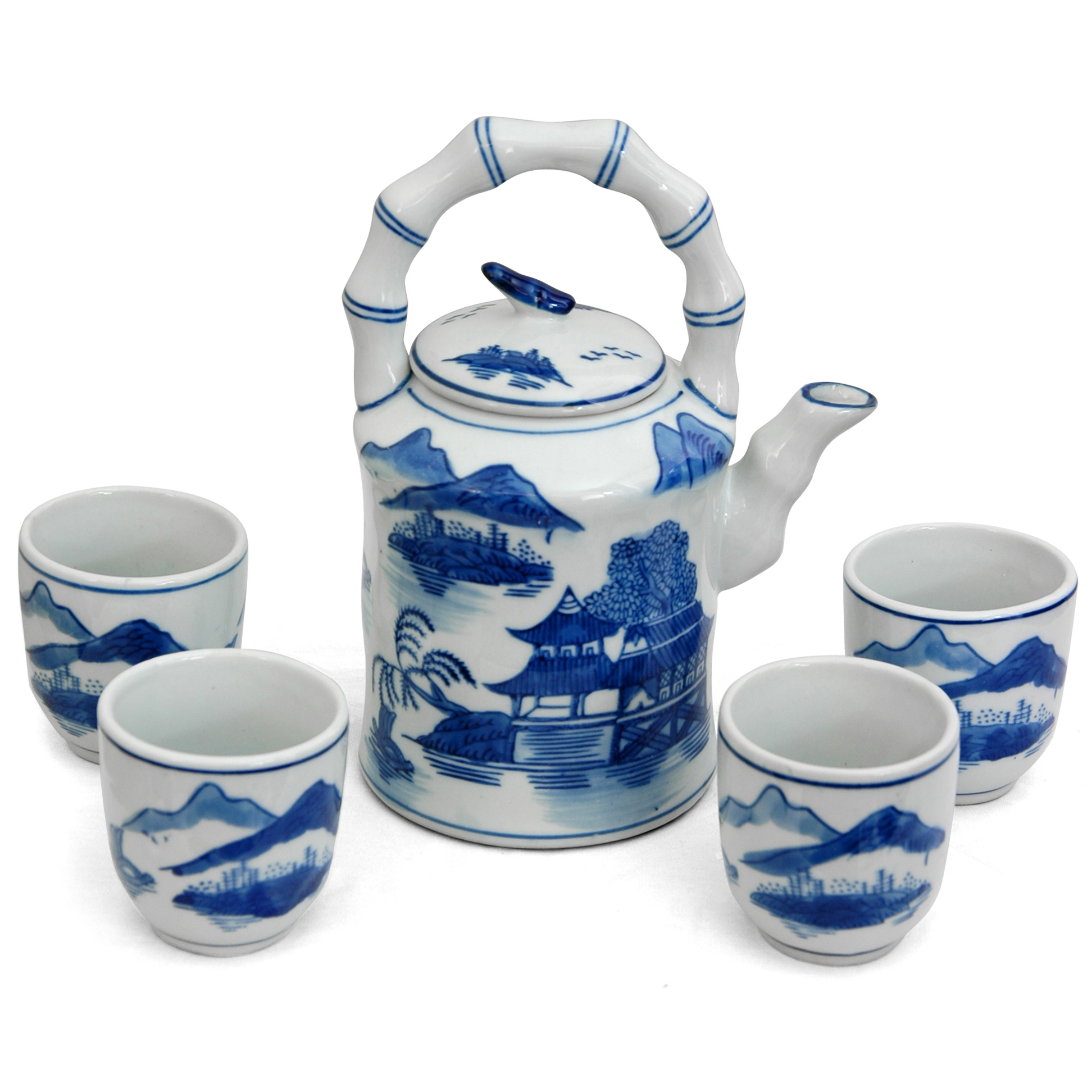 Buy Landscape Blue & White Porcelain Tea Set Online (BWTEASETBWLS