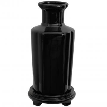12" Solid Black Hexagonal Porcelain Vase