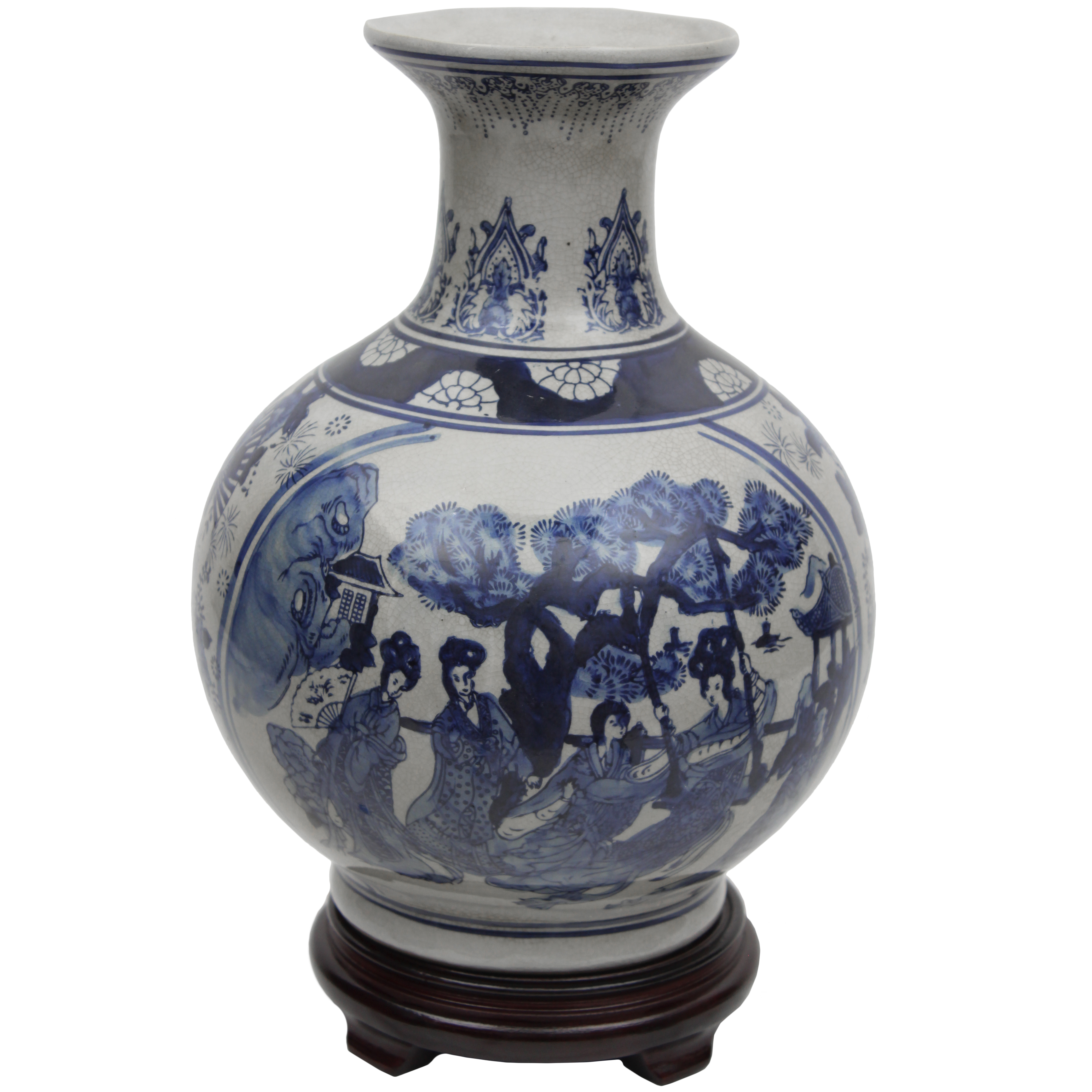 Buy 12" Ladies Blue & White Porcelain Vase Online (BW-VASE3-BWLD