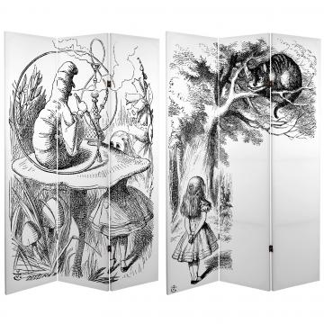 6 ft. Tall Double Sided Alice in Wonderland Canvas Room Divider