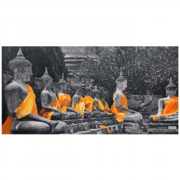 Golden Sash Buddhas Canvas Wall Art