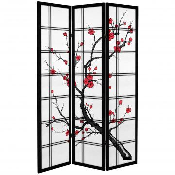 6 ft. Tall Printed on Canvas Cherry Blossom Room Divider