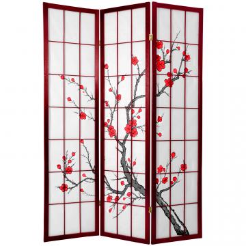 6 ft. Tall Cherry Blossom Shoji Screen Rosewood