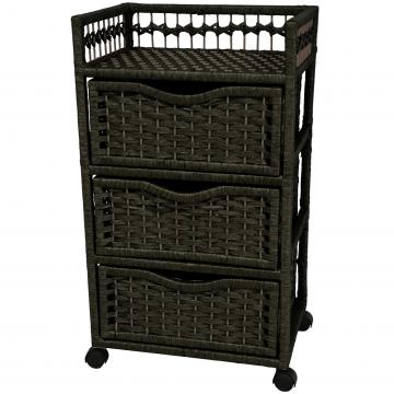 31" Natural Fiber Chest of Drawers on Wheels