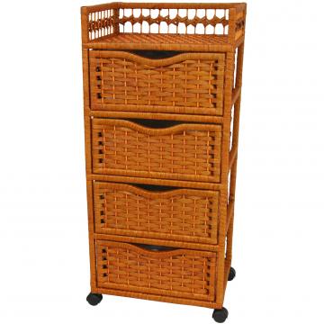 38" Natural Fiber Chest of Drawers on Wheels