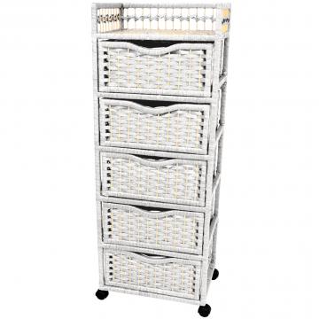 46" Natural Fiber Chest of Drawers on Wheels