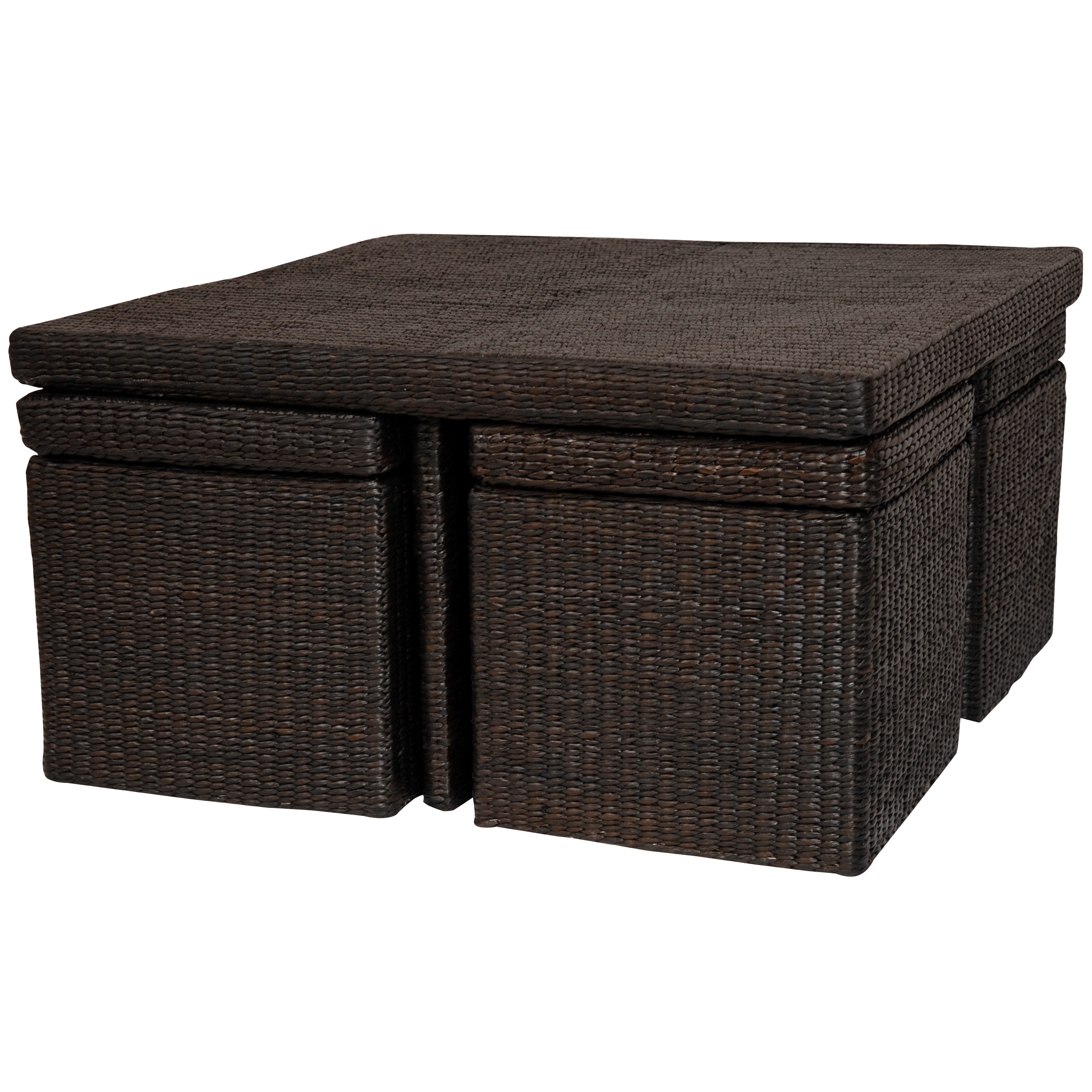 Oriental Furniture Rush Grass Coffee Table With Four Stools Oriental Furniture Rush Grass Coffee Table With Four