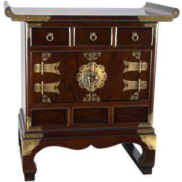 Korean Antique Style 3 Drawer End Table Cabinet