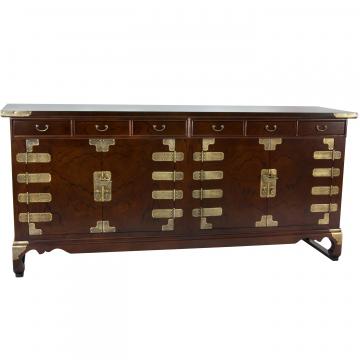 Korean Antique Style 8 Drawer Double Cabinet Credenza