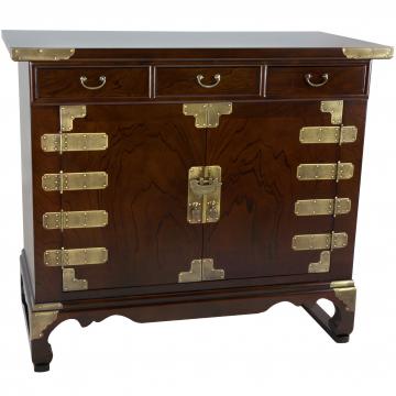 Korean Antique Style 4 Drawer Small Credenza