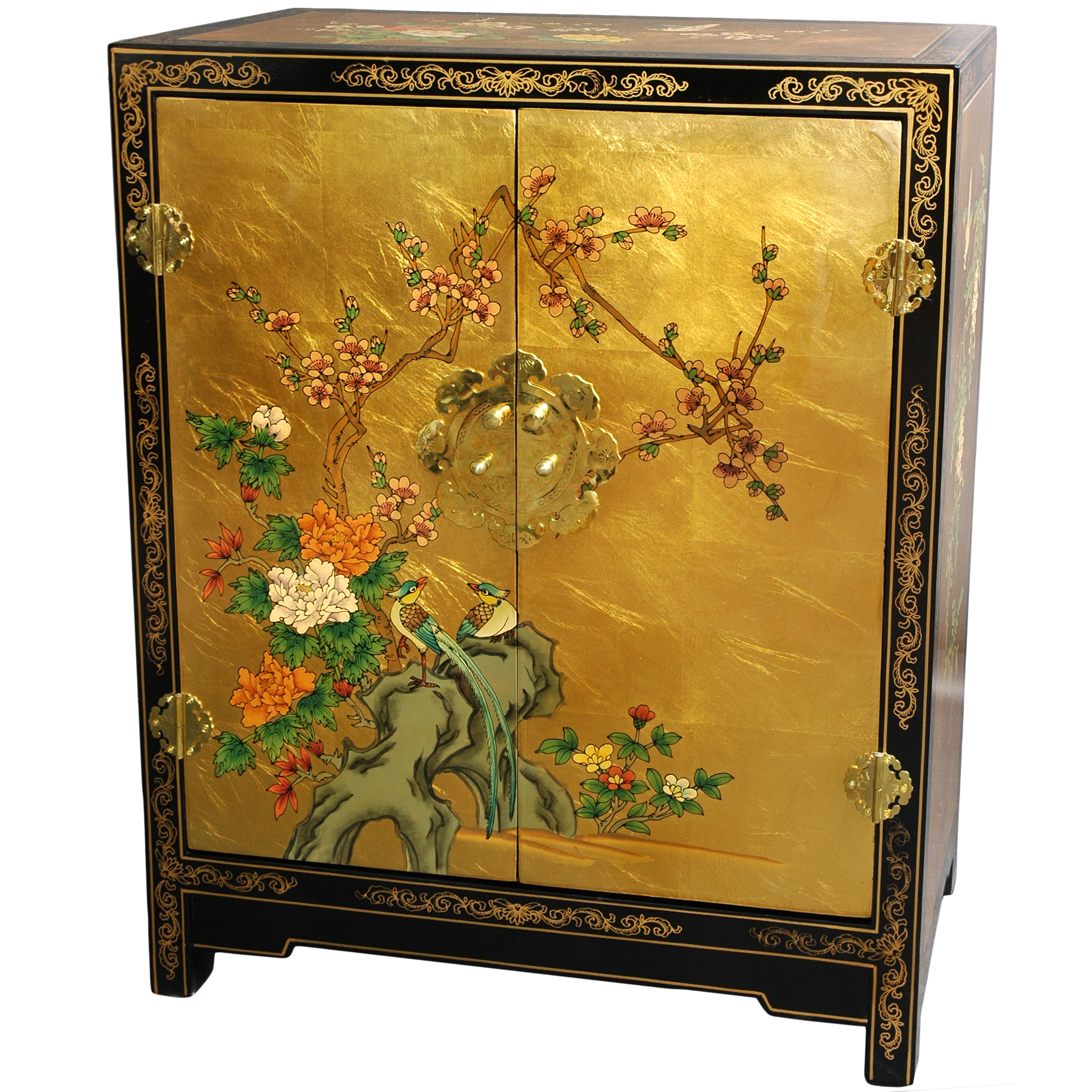 Buy Gold Leaf Lacquer Cabinet Online (LCQ-38-GB) | Satisfaction Guaranteed