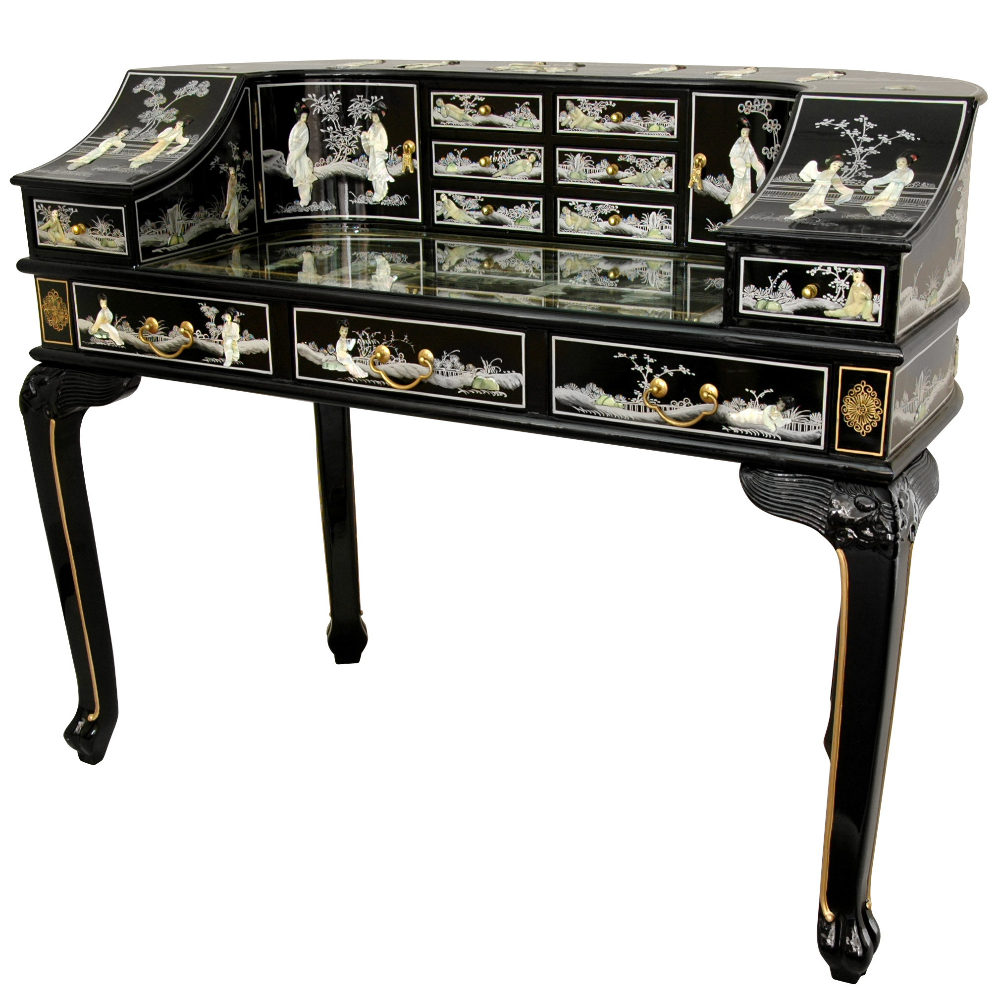 Buy Black Lacquer Ladies Desk w/ Mother of Pearl Online (LCQLDESKBML