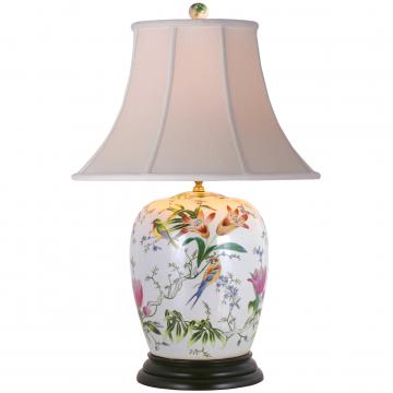 28" Porcelain Lily Ginger Jar Lamp