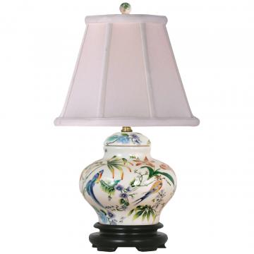 15" Porcelain Lily Cover Jar Lamp