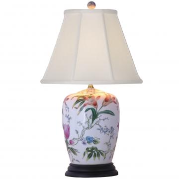 25" Porcelain Lily Ginger Jar Lamp