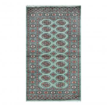 Turquoise Hand-knotted Bokhara Wool Rug