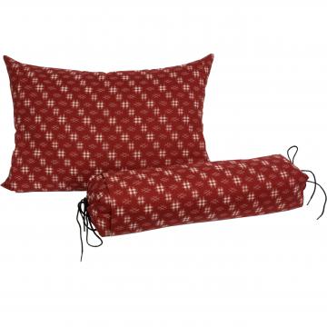 Buckwheat Hull Pillows with Red Kasuri Cover Neckroll