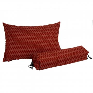 Buckwheat Hull Pillows with Red Ya Gasuri Cover Neckroll