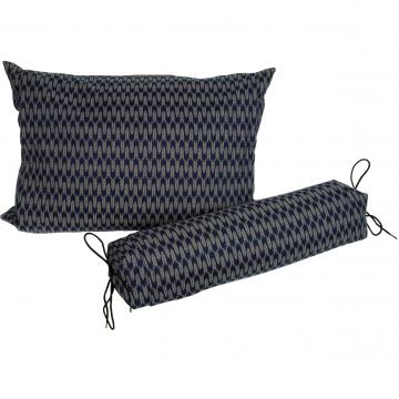 Buckwheat Hull Pillows with Blue Ya Gasuri Cover Neckroll