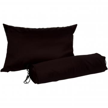 Buckwheat Hull Pillows with Black Ultra Sateen Cover Neckroll