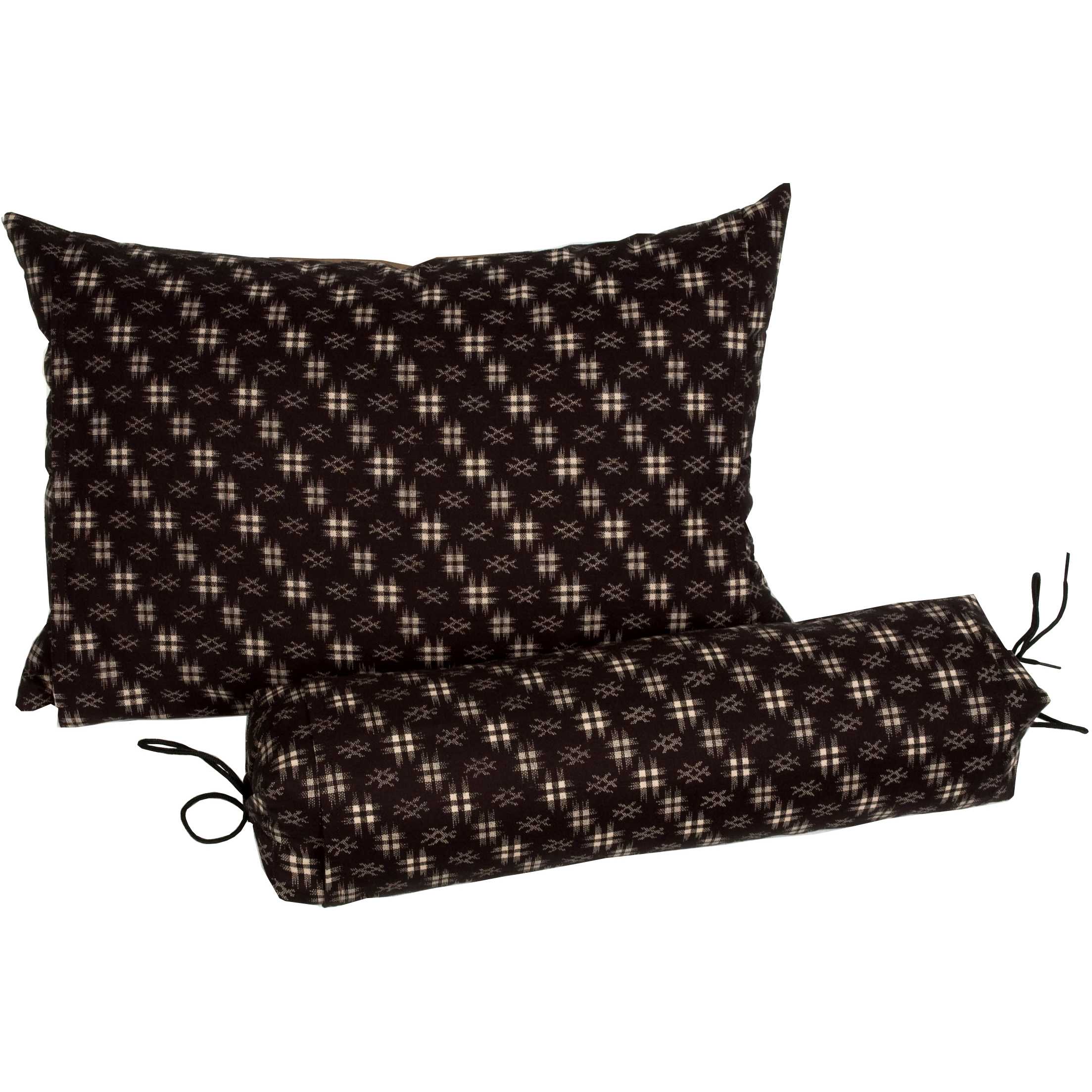 Buy Buckwheat Hull Pillows with Black Kasuri Cover Neckroll Online