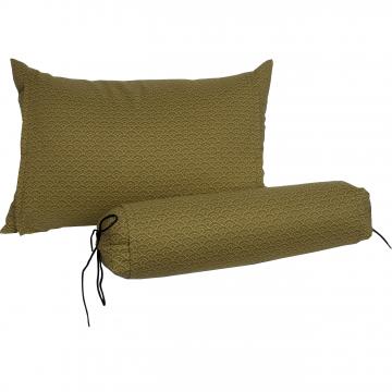 Buckwheat Hull Pillows with Green Seikai Ha Cover Neckroll