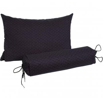 Buckwheat Hull Pillows with Navy Seikai Ha Cover Neckroll