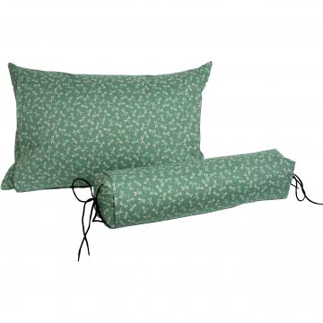 Buckwheat Hull Pillows with Teal Tombo Cover Neckroll