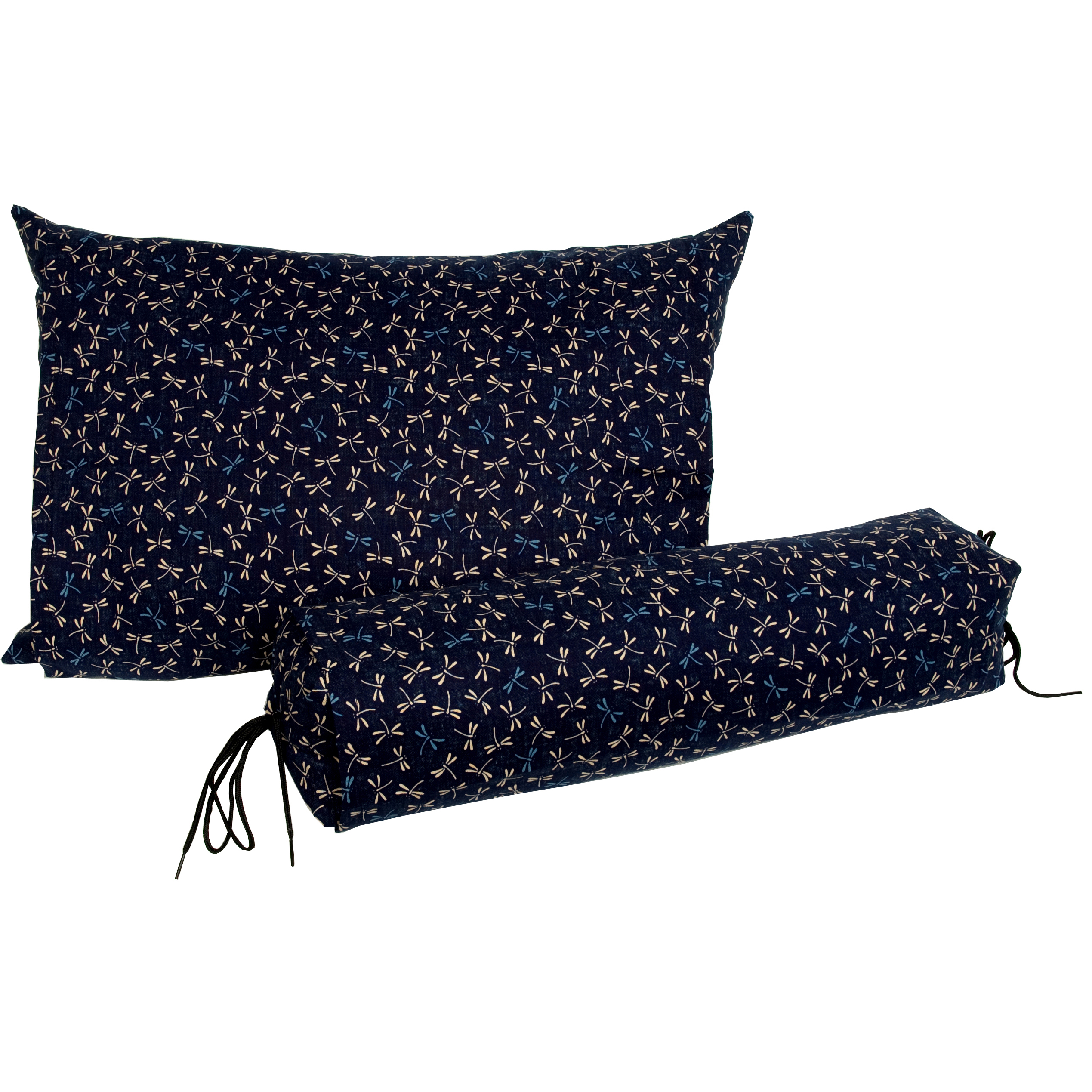 Buy Buckwheat Hull Pillows with Navy Tombo Cover Neckroll Online (P000F73) Satisfaction