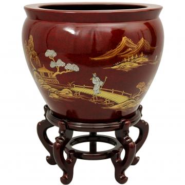 16" Red Landscape Fishbowl
