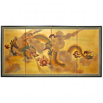 36" Dragon in the Sky on Gold Leaf