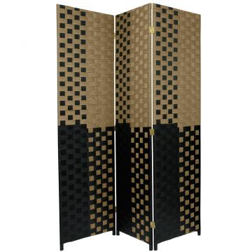 6 ft. Tall Woven Fiber Room Divider - Tan/Black
