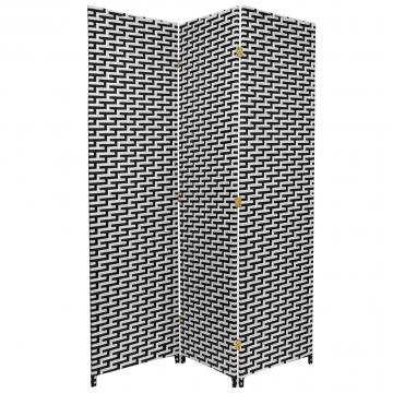 6 ft. Tall Woven Fiber Room Divider - Black/White