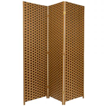 6 ft. Tall Woven Fiber Room Divider - Two Tone Brown