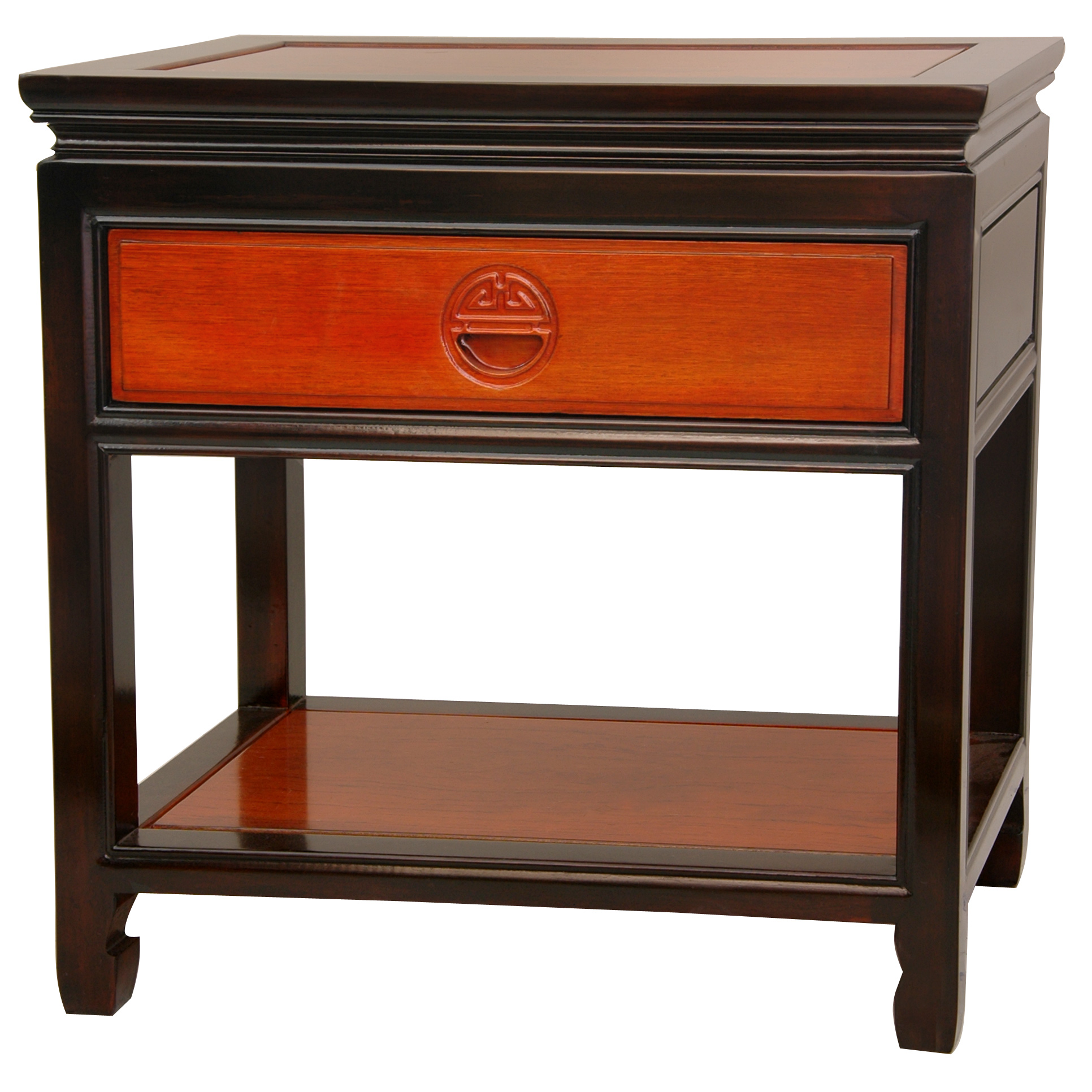 Oriental Furniture Rosewood Bedside Table - Two-tone ...