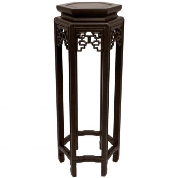 28" Rosewood Hexagon Plant Stand