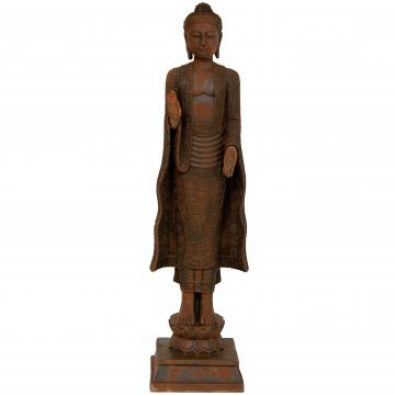21" Standing Semui-in Rust Patina Buddha Statue