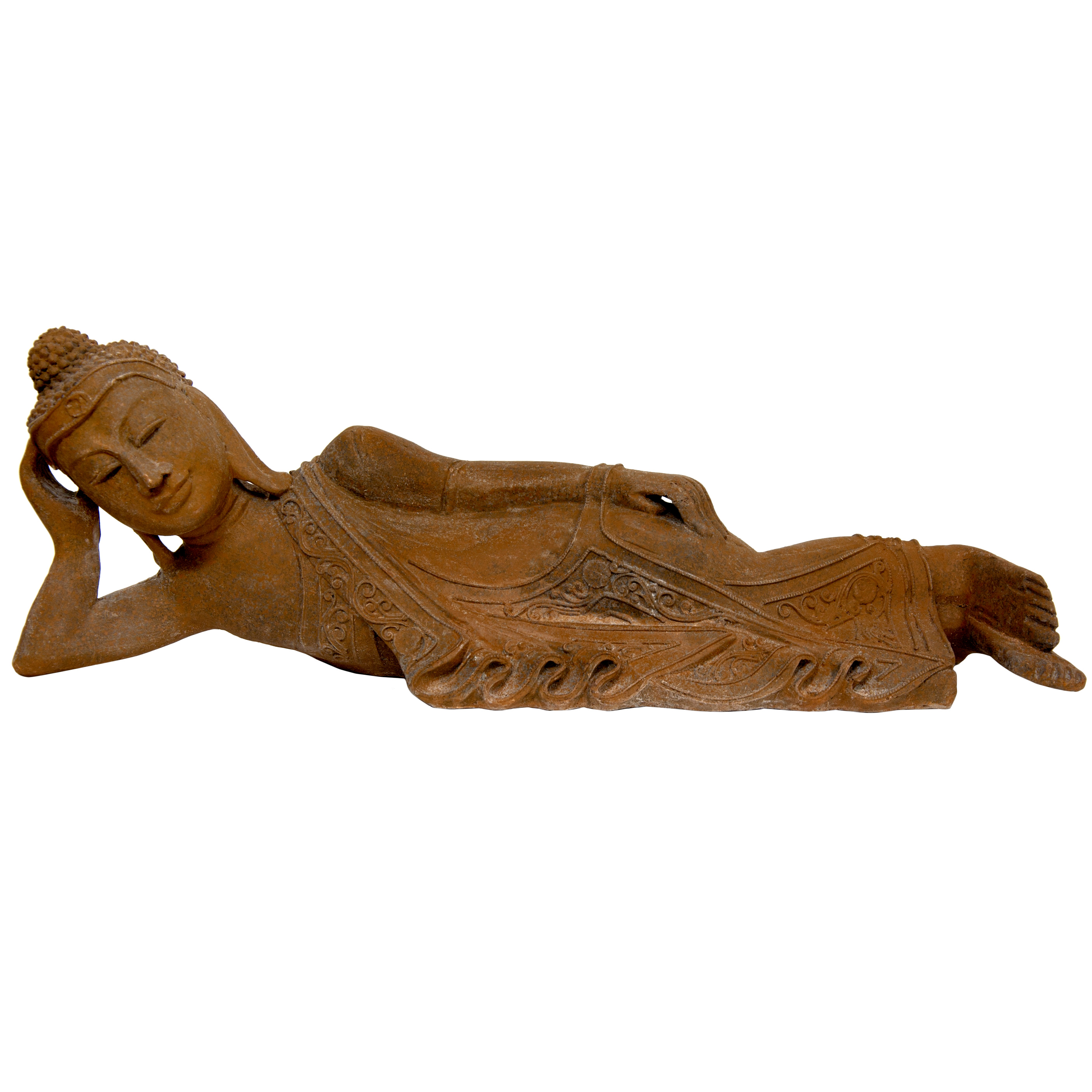 Buy 21" Reclining Rust Patina Buddha Statue Online (STABUD33) Satisfaction Guaranteed