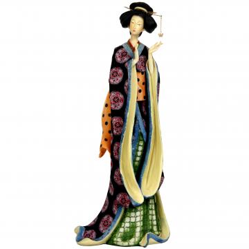 18" Geisha Figurine w/ Pale Gold Sash