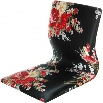 Tatami Meditation Backrest Chair - Black & Red Hibiscus