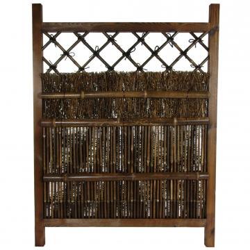 Japanese Dark Stain Wood & Bamboo Garden Gate