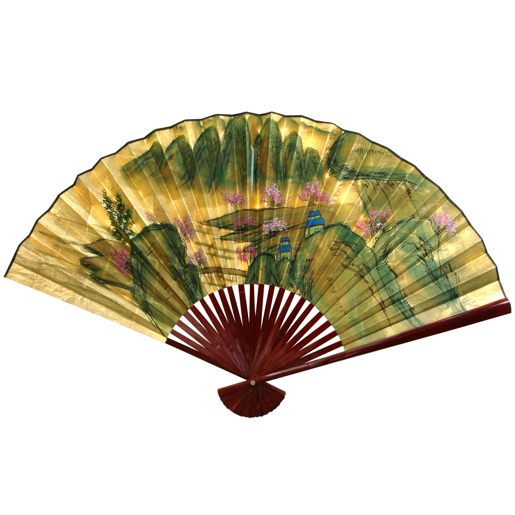 Buy Gold Leaf Mountain Landscape Fan Online (YJ38-AF499) | Satisfaction